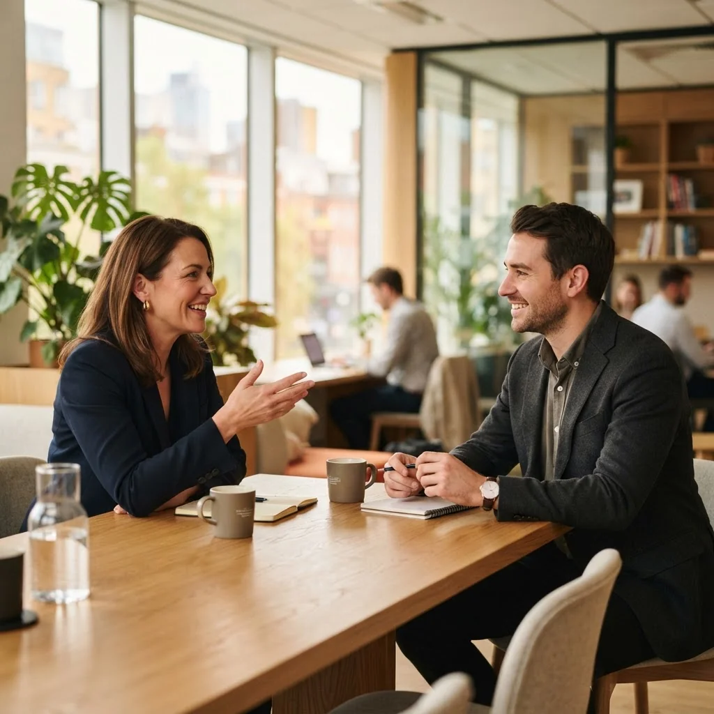 Vetted team collaborating in modern high-end office
